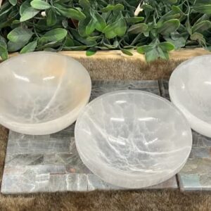 CrystalsAhoy Selenite Bowl, XL 5.5" - 6" Hand made Moroccan Selenite, Reiki Charged Moroccan Selenite XL 6-Inch Charging Station Extra Large Crystal Bowl…