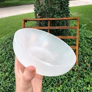 CrystalsAhoy Selenite Bowl, XL 5.5" - 6" Hand made Moroccan Selenite, Reiki Charged Moroccan Selenite XL 6-Inch Charging Station Extra Large Crystal Bowl…