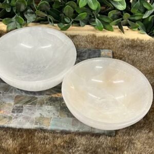 CrystalsAhoy Selenite Bowl, XL 5.5" - 6" Hand made Moroccan Selenite, Reiki Charged Moroccan Selenite XL 6-Inch Charging Station Extra Large Crystal Bowl…