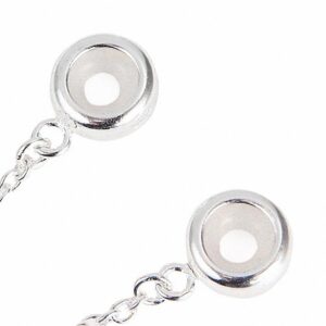 Safety Chain with Rubber Stopper Beads 925 Sterling Silver Safety Chain Charms Fits European Bracelet (Silver)