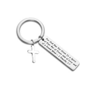 maofaed inspiration gift for god has not given us a spirit of fear religious jewelry bible verse keychain