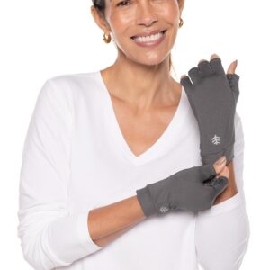 Coolibar UPF 50+ Men's Women's Ouray UV Fingerless Sun Gloves - Sun Protective (Small- Charcoal)