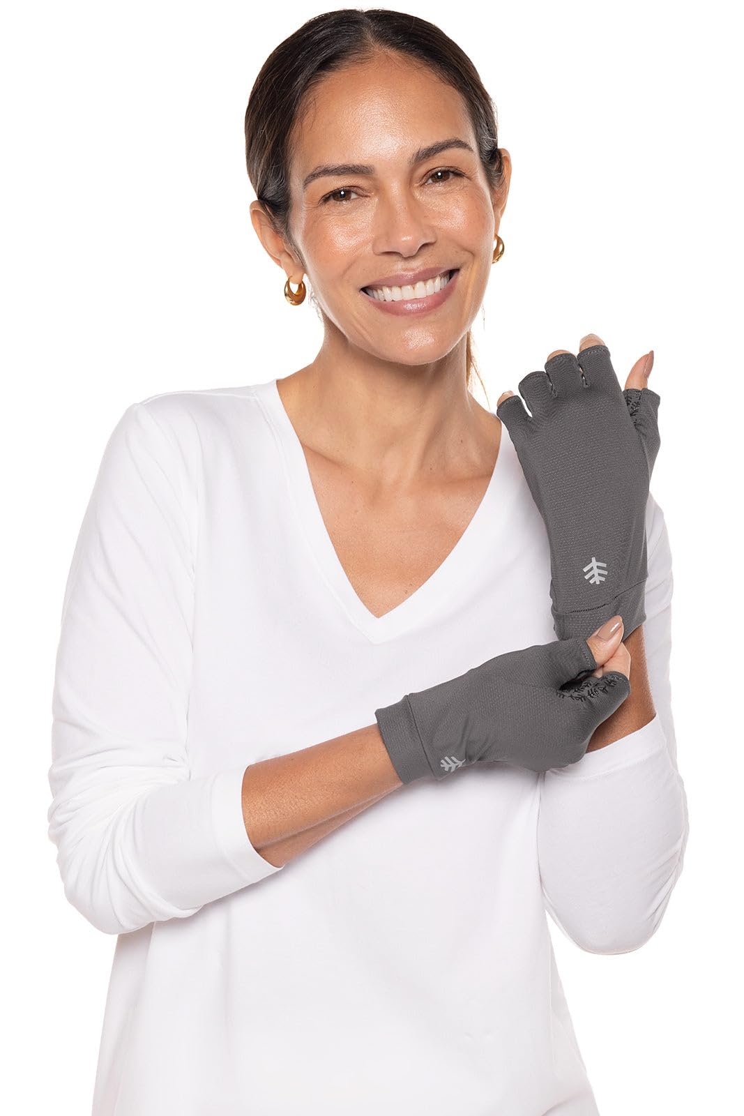 Coolibar UPF 50+ Men's Women's Ouray UV Fingerless Sun Gloves - Sun Protective (Small- Charcoal)