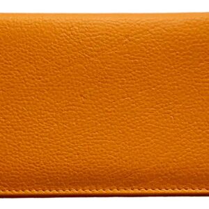 Bright Orange Basic Genuine Leather Checkbook Cover For Men & Women