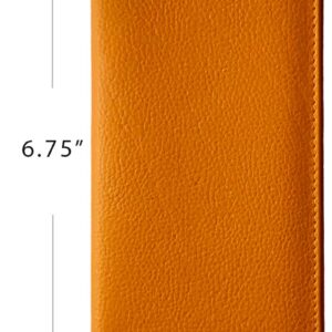 Bright Orange Basic Genuine Leather Checkbook Cover For Men & Women