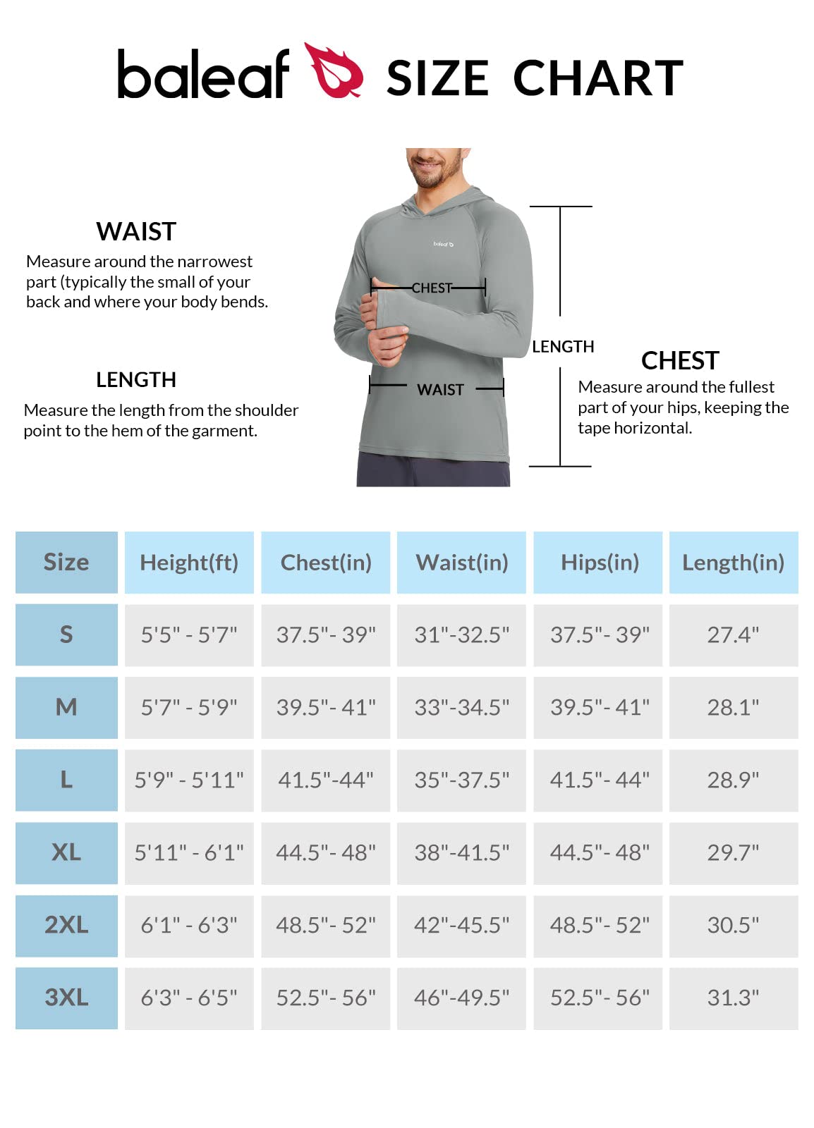 BALEAF Men's Sun Protection Hoodie Shirt UPF 50+ Long Sleeve UV SPF T-Shirts Rash Guard Fishing Swimming Lightweight Gray XL