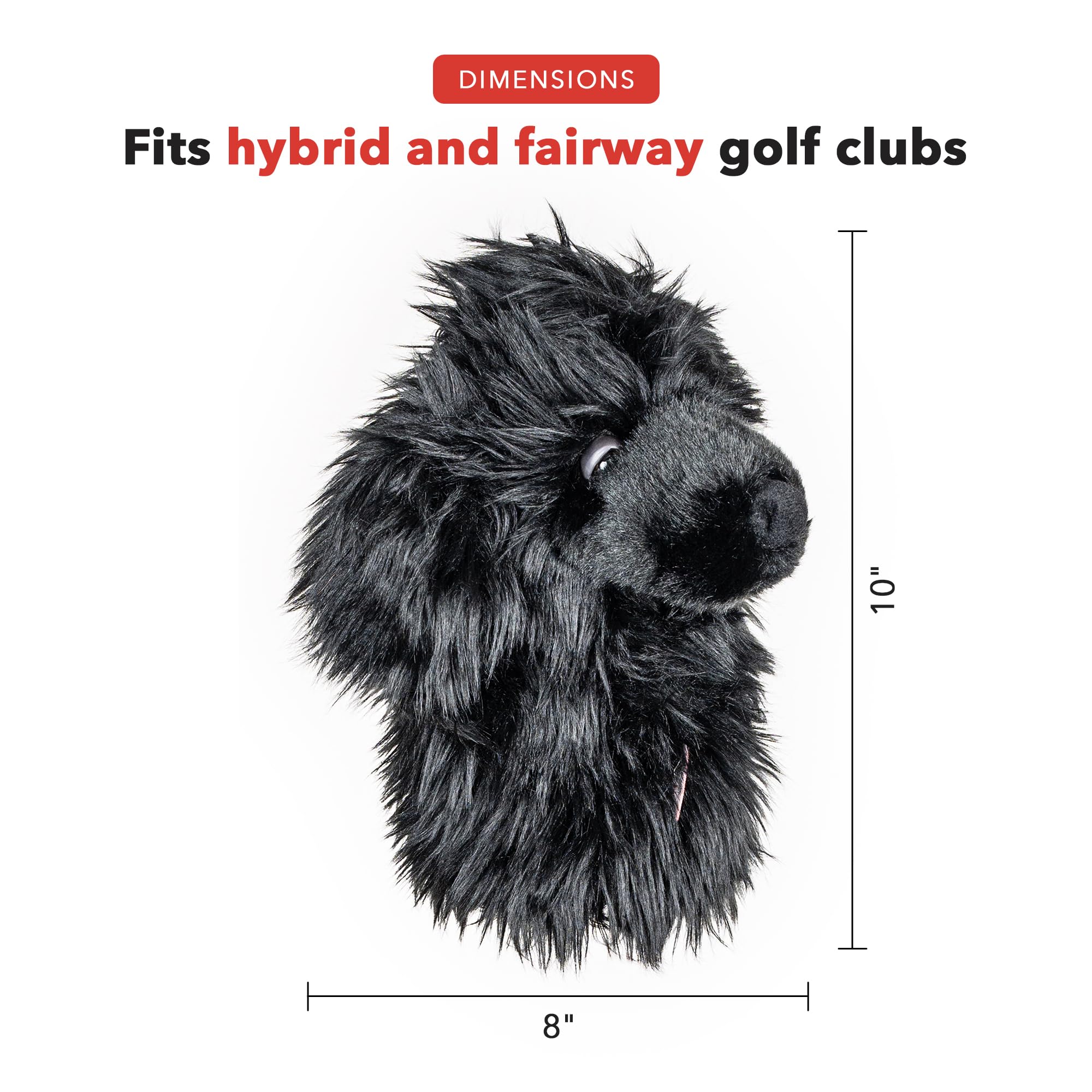 Daphne’s Black Poodle Hybrid Headcover | Premium Hybrid and Fairway Wood Headcovers | Funny Golf Club Covers | Stylish Protection for Your Clubs | Men's Golf Gear | Hybrid Headcover for Men and Women