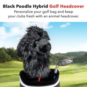 Daphne’s Black Poodle Hybrid Headcover | Premium Hybrid and Fairway Wood Headcovers | Funny Golf Club Covers | Stylish Protection for Your Clubs | Men's Golf Gear | Hybrid Headcover for Men and Women