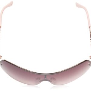 Southpole 1023SP Women's Metal UV Protective Chain Link Temple Rectangular Shield Sunglasses. Cool Gifts for Her, 140 mm, Rose Gold & Rose, 70 mm