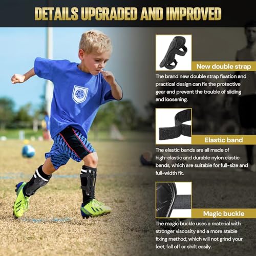 Geekism Soccer Shin Guards for Youth Kids Toddler, Protective Soccer Shin Pads & Socks Equipment - Football Gear for 3 5 4-6 7-9 10-12 Years Old Children Teens Boys Girls (Black, Small)