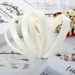 HESTYA White Craft Plastic Headbands 1 Inch Plain Blank No Teeth DIY Hair Bands Plain Headbands