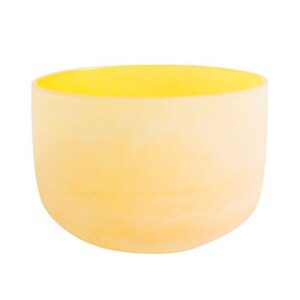 ENERGYSOUND 432Hz Perfect Pitch E Note Solar Plexus Chakra Yellow Colored Frosted Quartz Crystal Singing Bowl 10 inch mallet & o-ring included