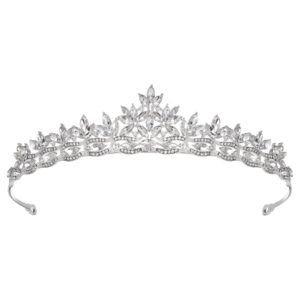 sweetv rhineshtone wedding tiara for bride & flower girls - princess tiara headband bridal crown, bridal hair accessories for women, silver+clear