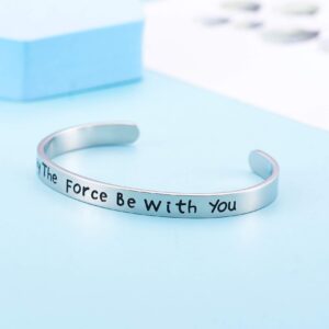 LParkin Star Wars Decor Bracelets For Women Man Starwars Gifts May The Force Be with You Cuff Bracelet