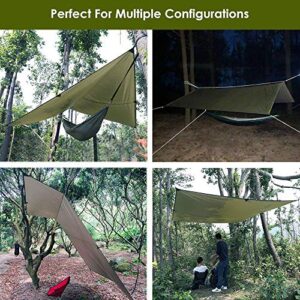 Hammock Rain Fly Tent Tarp Provides Effective Protection Against Rain, Snow. 32ft Long Ridgeline. Big 9.8x9.5ft Durable, Waterproof 210D Oxford. 6 Reflective Guy Lines, 2 Stuff Sacks. Easy Assembly