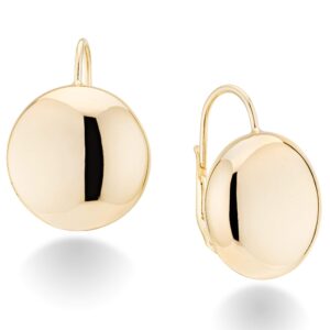 miabella 18k gold over sterling silver italian high polished round dome button bead ball statement leverback earrings for women 925 made in italy (12mm - 1/2 inch)