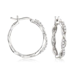 Ross-Simons 0.25 ct. t.w. Diamond Twisted Hoop Earrings in Sterling Silver