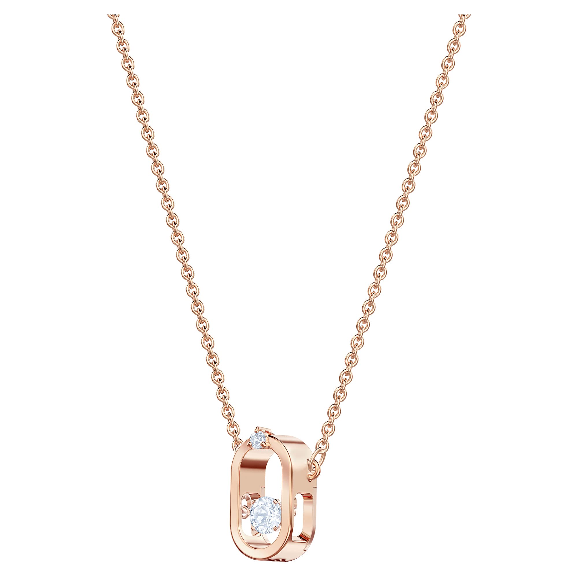 SWAROVSKI Sparkling Dance North Pendant Necklace, Clear Round Cut Crystals on a Rose-Gold Tone Finish Cage Setting, Part of the Sparkling Dance Collection