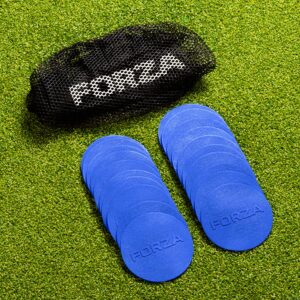 FORZA Flat Disc Markers | Colored Markers for Soccer Training & Outdoor Play - Mini & Standard Size Options (Mini (3.5in), Blue)