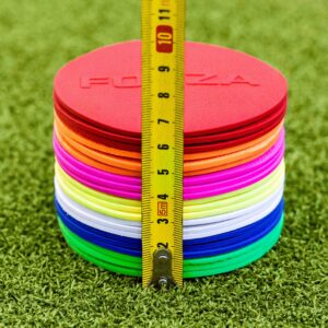 FORZA Flat Disc Markers | Colored Markers for Soccer Training & Outdoor Play - Mini & Standard Size Options (Mini (3.5in), Blue)