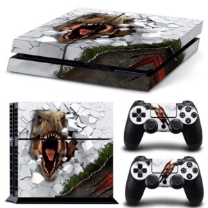 ZOOMHITSKINS Compatible for PS 4, White Dino Dangerous Animals Fossil T-Rex Dinosaur Reptile, Durable & Fit Vinyl, Made in The USA