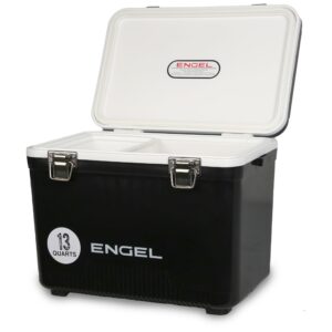 engel uc13 13 quart leak-proof, air tight, drybox cooler and small hard shell lunchbox for men and women in black