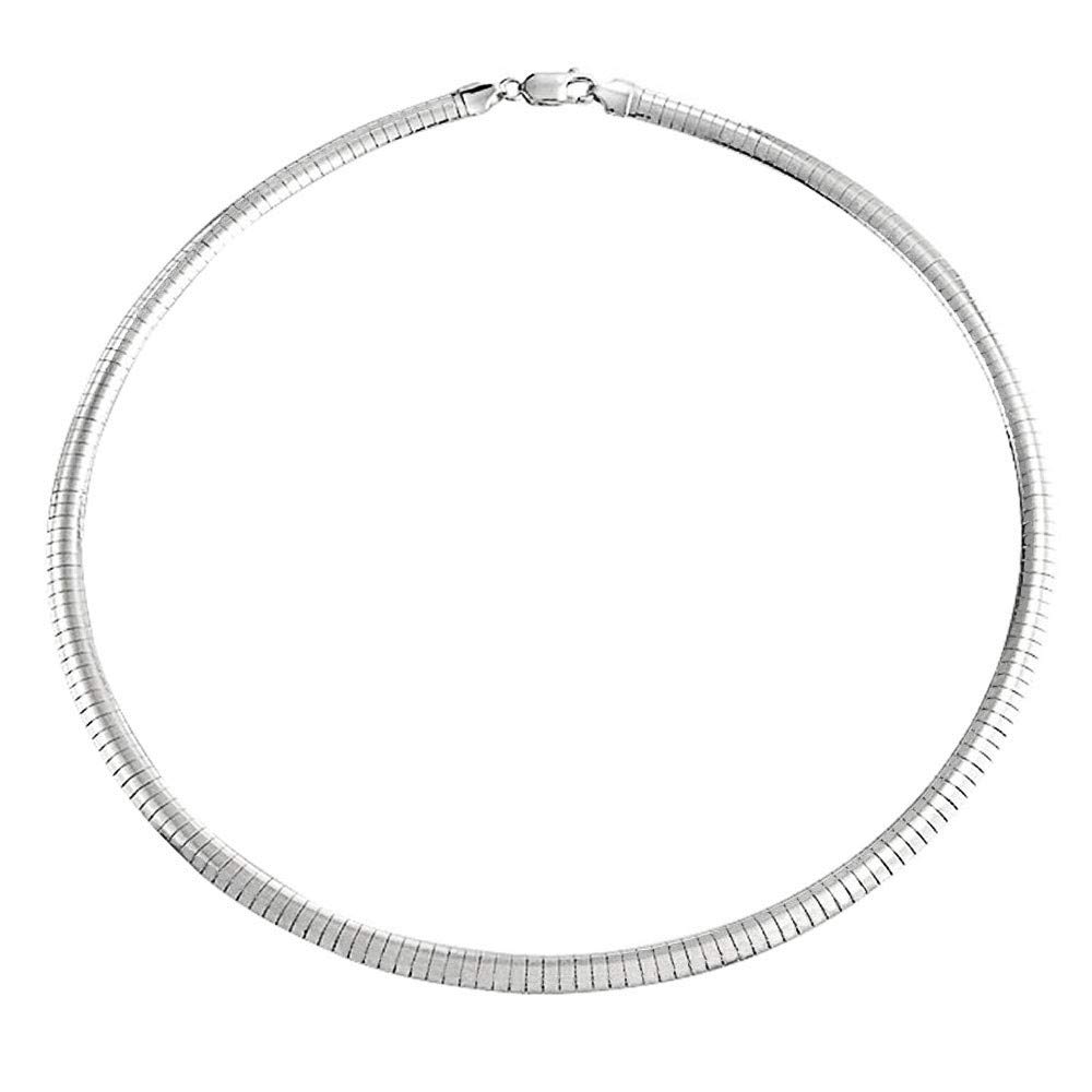 Verona Jewelers 925 Sterling Silver Flexible Italian Flat Omega Chain Necklace- 4MM 6MM Cubetto Italy Wire Chain 16 18 20 (18, 8MM)