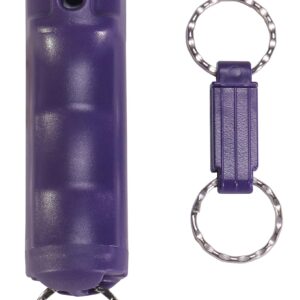 VEXOR Police Strength Pepper Spray, Flip-Top Finger Grip, 20+ Shots, 10-12 Ft. Range w/Key Release (Purple)