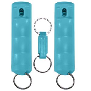 vexor pepper spray gel—police strength—flip-top grip—teal case & finger grip—quick release key ring—20+ shots—10-12 ft. range (2 pack)