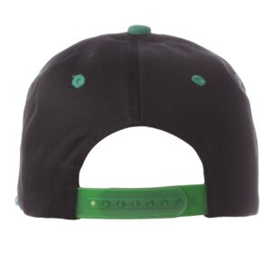 Classic Snapback Hat Custom A to Z Initial Letters, Black Green Cap White Green Letter Initial A