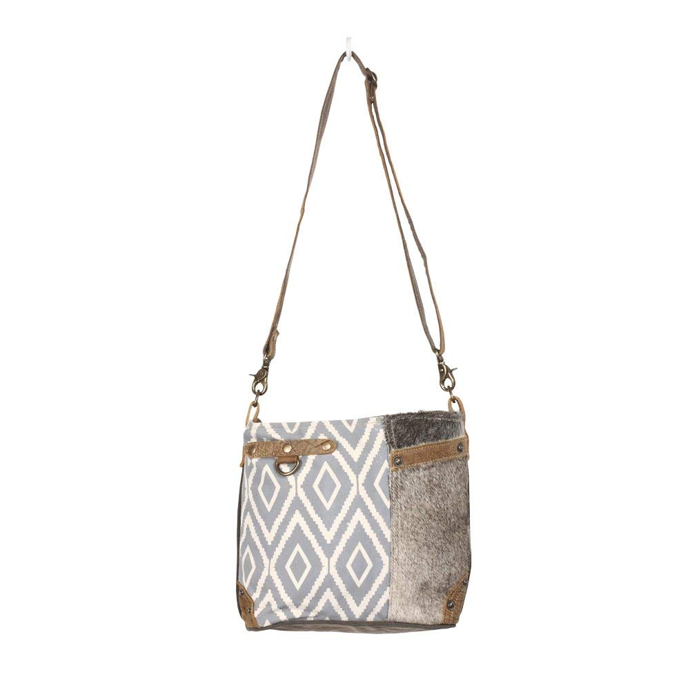 Myra Bag Washed-Out Upcycled Canvas & Cowhide Shoulder Bag S-1343