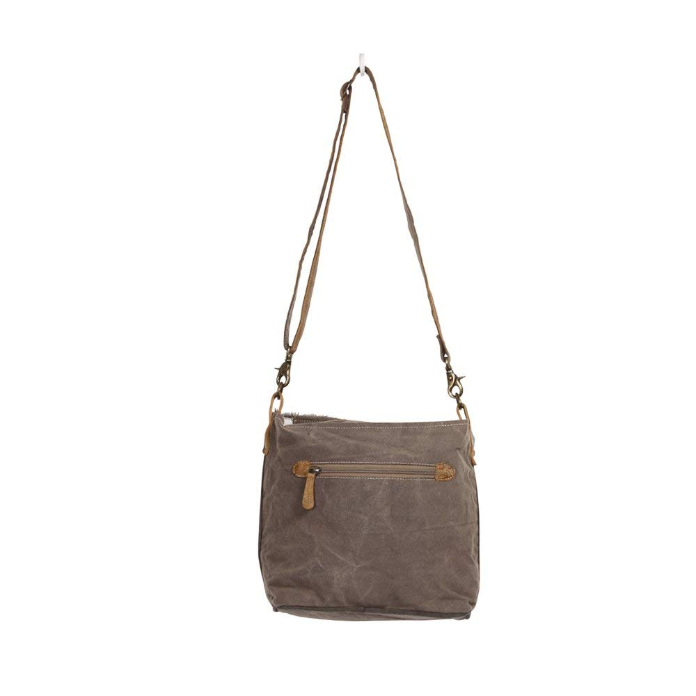 Myra Bag Washed-Out Upcycled Canvas & Cowhide Shoulder Bag S-1343