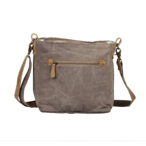 Myra Bag Washed-Out Upcycled Canvas & Cowhide Shoulder Bag S-1343