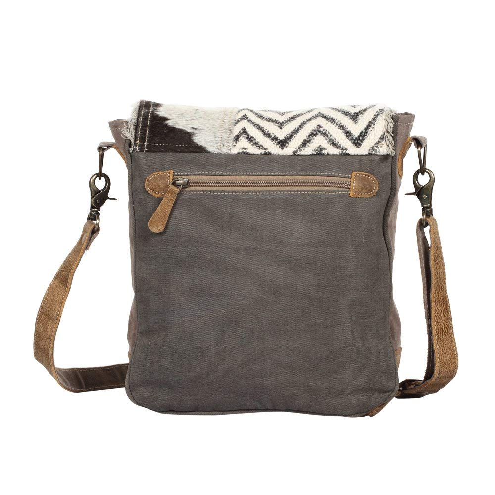 Myra Bag Rug & Patches Upcycled Canvas & Cowhide Shoulder Bag S-1370