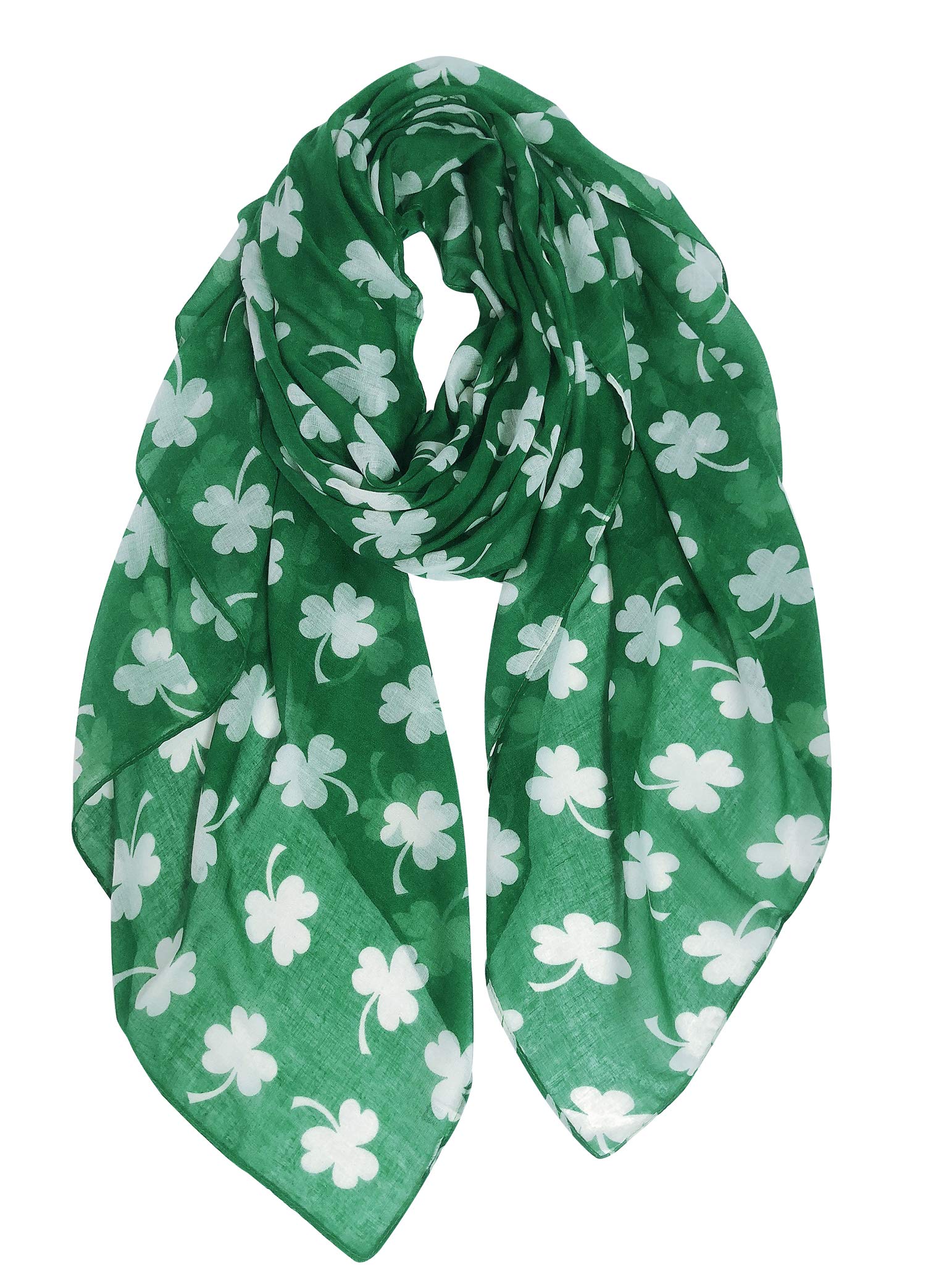 GERINLY Shamrock Scarf Fashion Spring Wrap Green Shawl for St. Patrick's Day Travel Head Scarf Unique Hijab (Green)