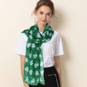 GERINLY Shamrock Scarf Fashion Spring Wrap Green Shawl for St. Patrick's Day Travel Head Scarf Unique Hijab (Green)