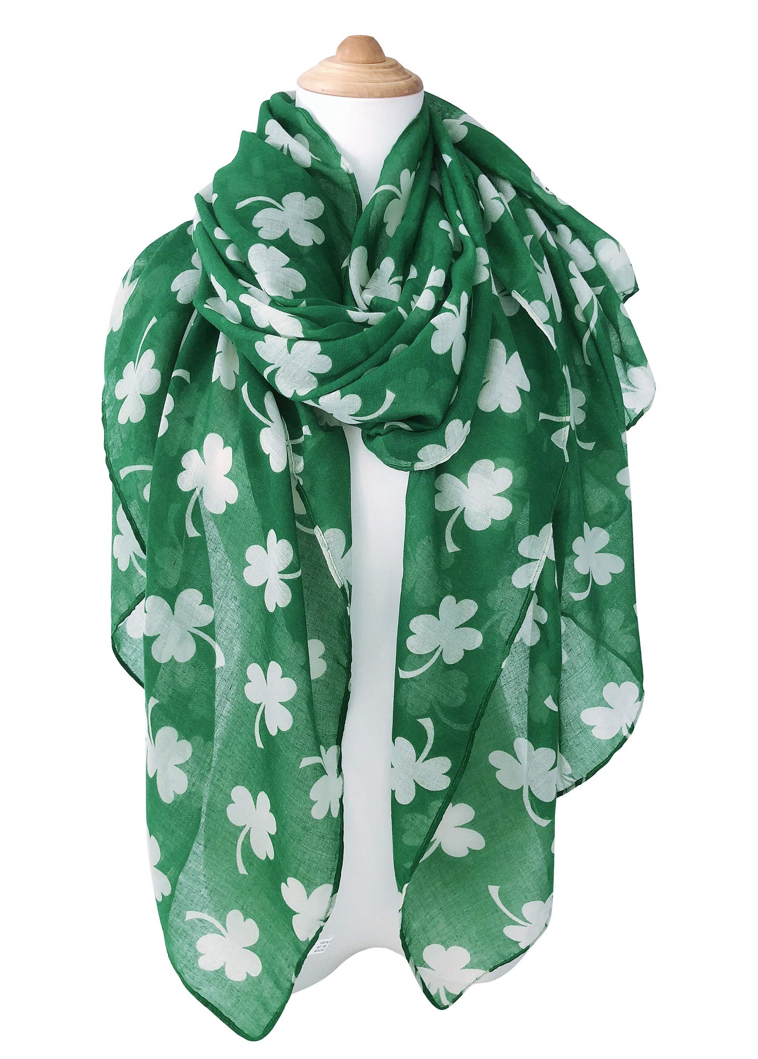 GERINLY Shamrock Scarf Fashion Spring Wrap Green Shawl for St. Patrick's Day Travel Head Scarf Unique Hijab (Green)