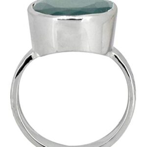 YoTreasure 13x18 MM Green Onyx Solitaire 925 Sterling Silver Hammered Ring