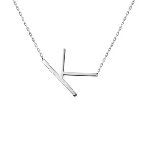 WIGERLON Stainless Steel Initial Letters Necklace for Women Color Gold and Silver from A-Z Letter Letter K color Sliver