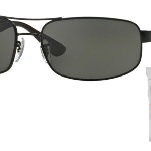 Ray-Ban RB3445 006/P2 61M Matte Black/Dark Grey Polarized Rectangular Sunglasses+ BUNDLE with Designer iWear Eyewear Kit