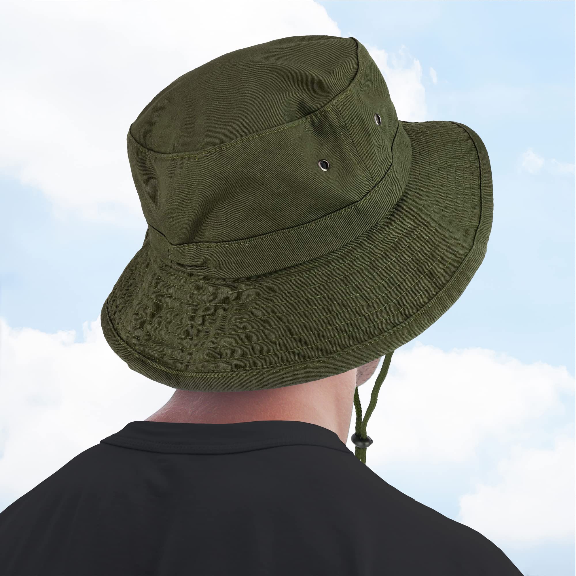 Trendy Apparel Shop XXL Oversize Large Brim 100% Cotton Outdoor Boonie Hat - Khaki - 3XL