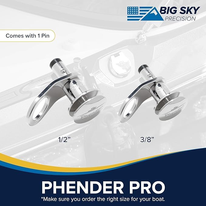 PHENDER PRO - 1/2'' Quick-Release Fender Set with Ergonomic Design | 316 Stainless Steel for Ultimate Corrosion Resistance (1 Receiver, 1 Pin)