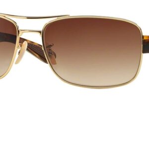 Ray-Ban RB3522 001/13 61M Arista/Brown Gradient Square Sunglasses For Men (X-LARGE)+ Bundle with Designer iWear Eyewear Kit