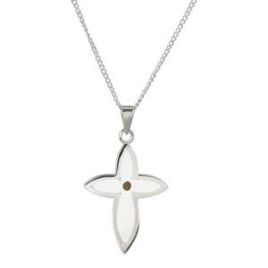 dicksons mustard seed petal cross women's 18 inch silver-plated necklace