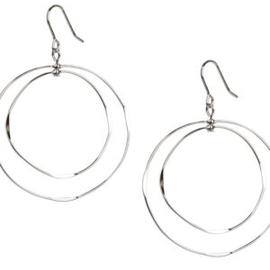 SPUNKYsoul Thin double Hoop Light Wight Earrings in Gold and Silver for Women (Silver)