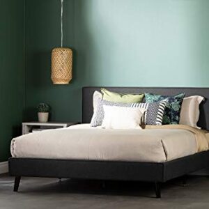 South Shore Gravity Modern Padded Upholstered Platform Bed and Headboard-Queen-Charcoal Gray