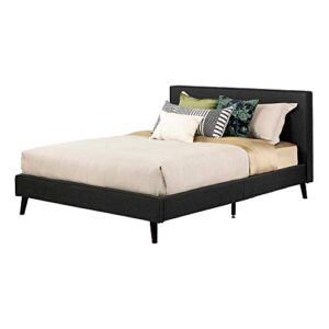 South Shore Gravity Modern Padded Upholstered Platform Bed and Headboard-Queen-Charcoal Gray