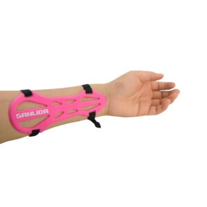 ZSHJGJR Archery Arm Guard Youth 2-Strap Arm Protector Rubber Children Arm Guard Forearm Safe Protective Gears for Shooting Hunting Practice (Pink)