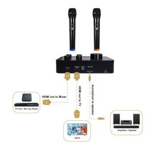 Sound Town Wireless Microphone Karaoke Mixer System with HD Audio Return Channel, Optical, AUX, Bluetooth - Supports Smart TV, Media Box, Sound Bar (SWM15-PRO)