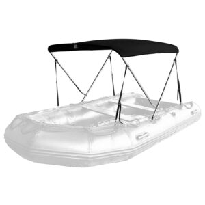 seamander inflatable boat bimini tops,rib boat cover with mounting hardware (black, 2 bow 59" l x 42"- 49" w x 39.4" h for rib)